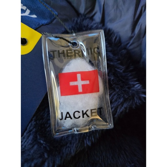 Quarry Jeans Thermic Jacket Men's XL EG Navy Puffer Faux Fur Lined Winter NWT - Picture 12 of 13